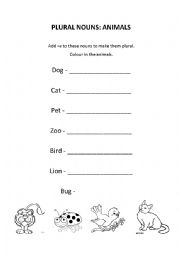 PLURAL NOUNS ANIMALS ESL Worksheet By Sheepies