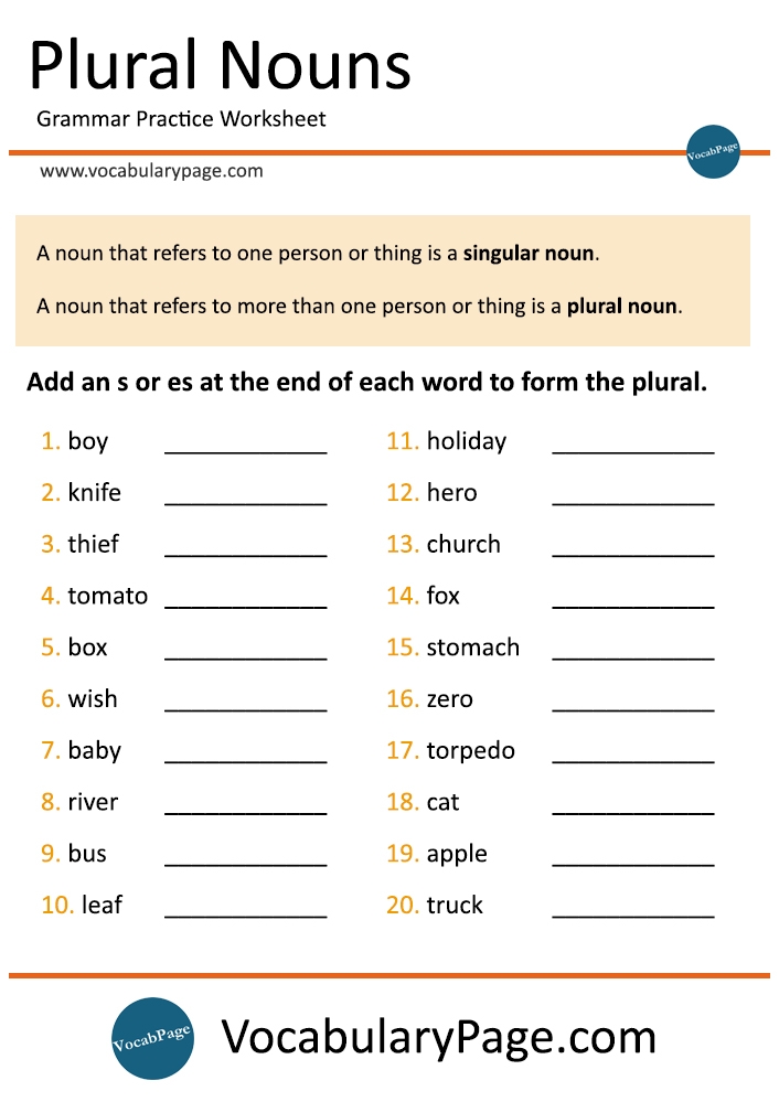 Plural Nouns Quiz 1
