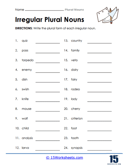Plural Nouns Worksheets 15 Worksheets
