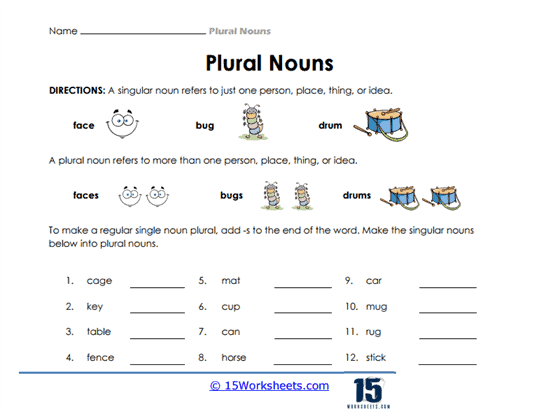 plural nouns worksheet