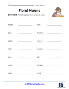 Plural Nouns Worksheets 15 Worksheets
