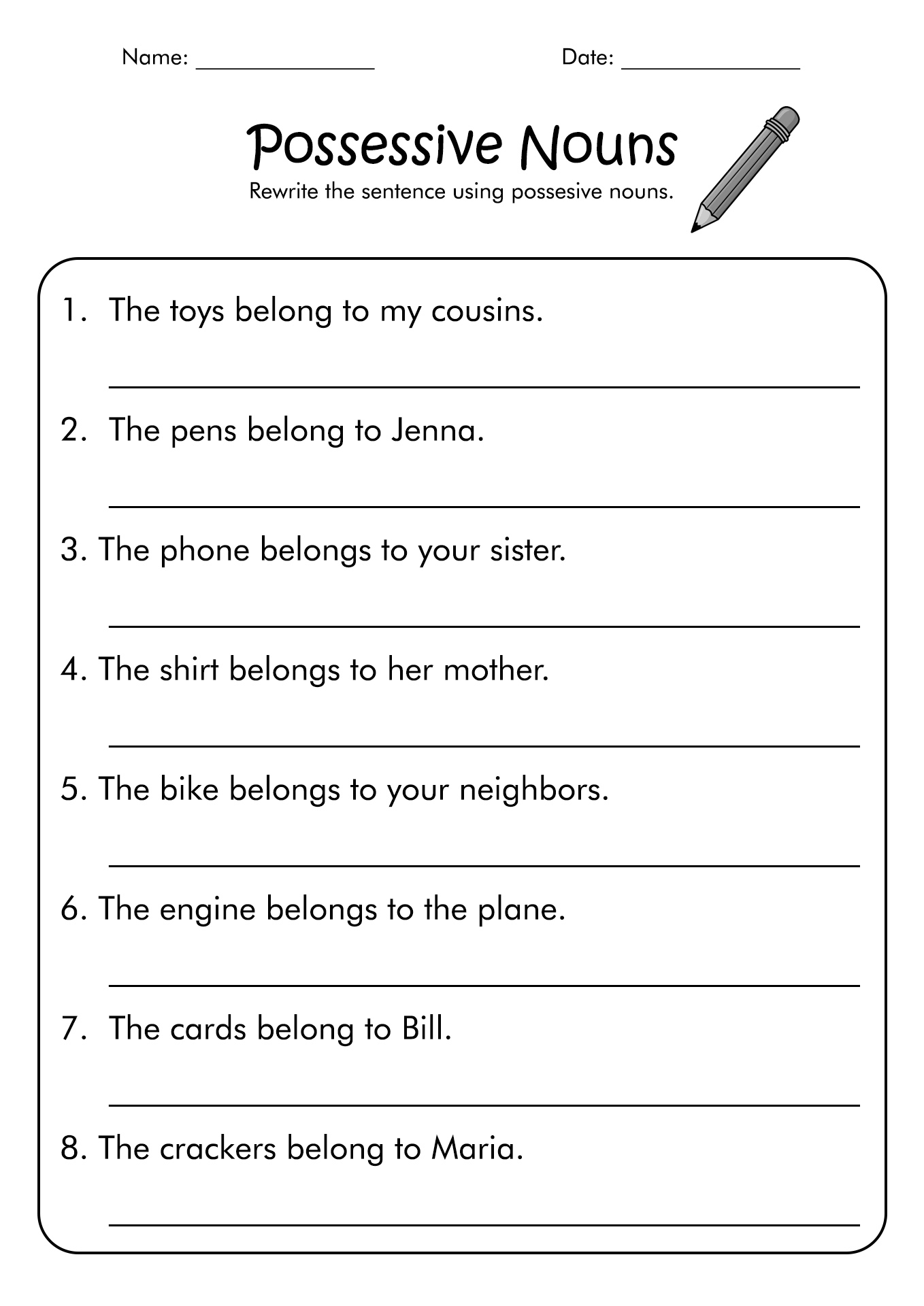possessive nouns and plural nouns