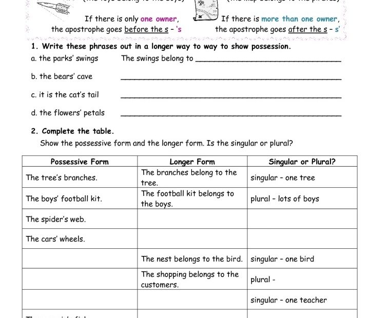 Possessive Apostrophes Singular And Plural TMK Education