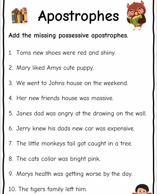 Possessive Nouns Apostrophe Worksheet Noun Worksheets