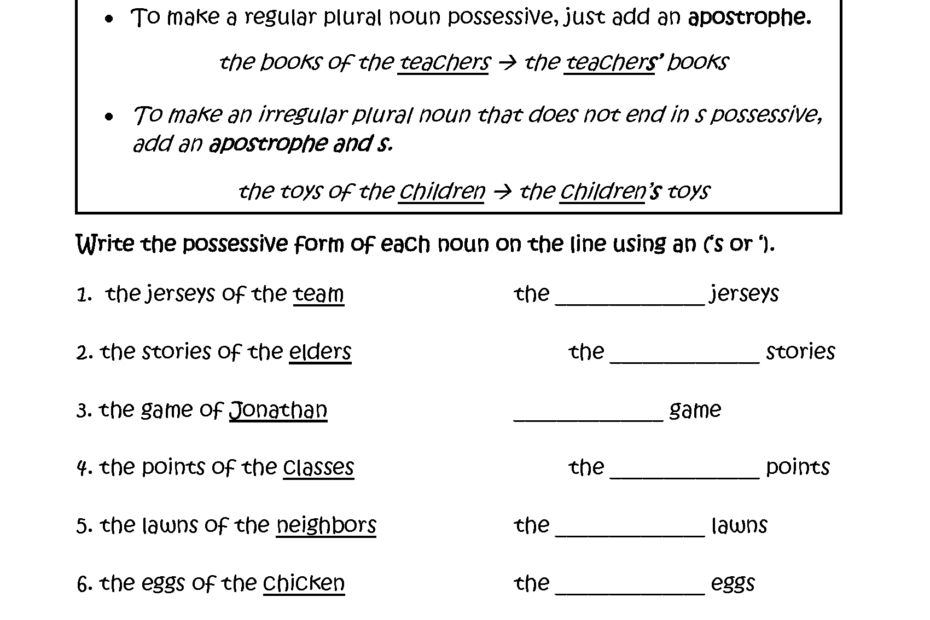 Possessive Nouns Worksheets Fun Singular And Plural Possessive Nouns