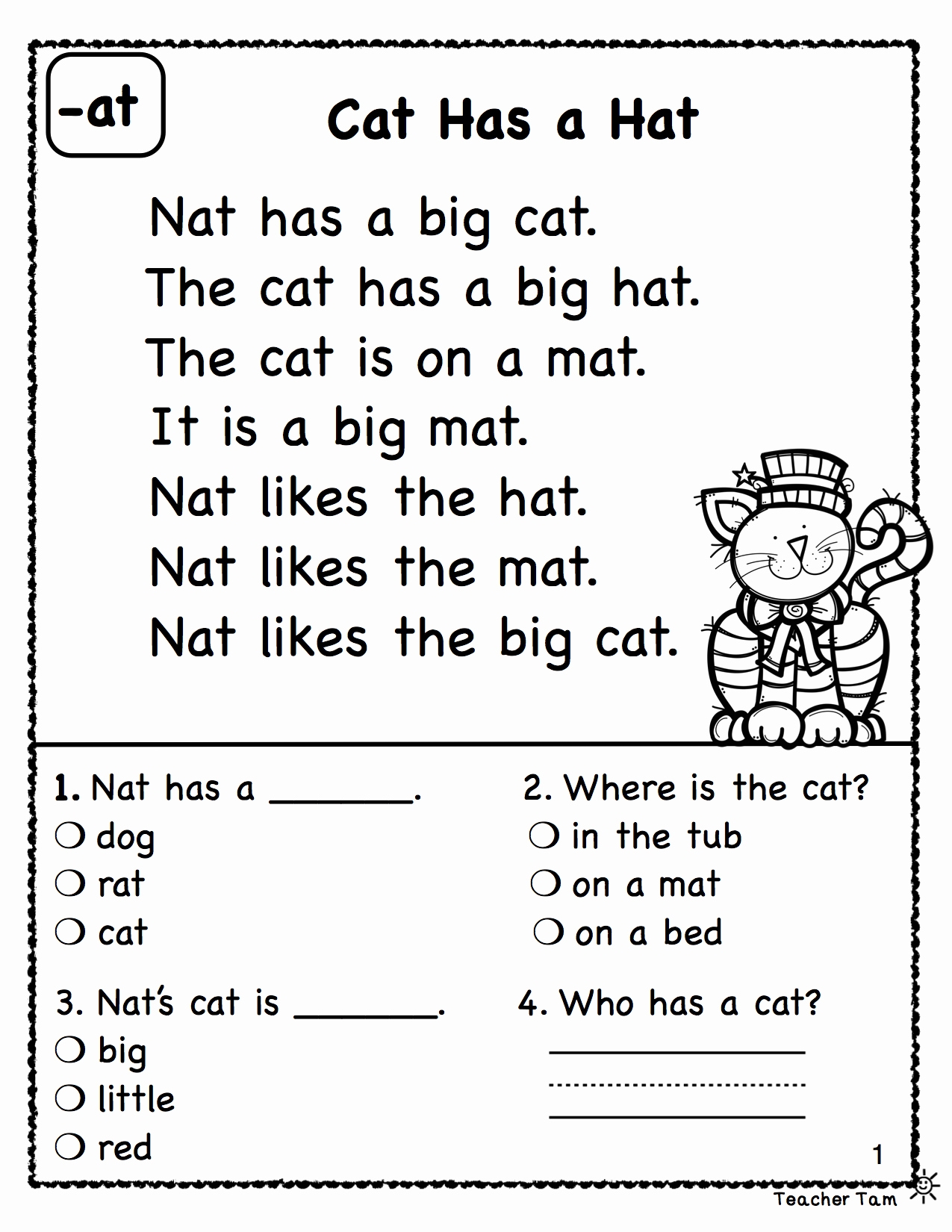 kindergarten reading worksheets
