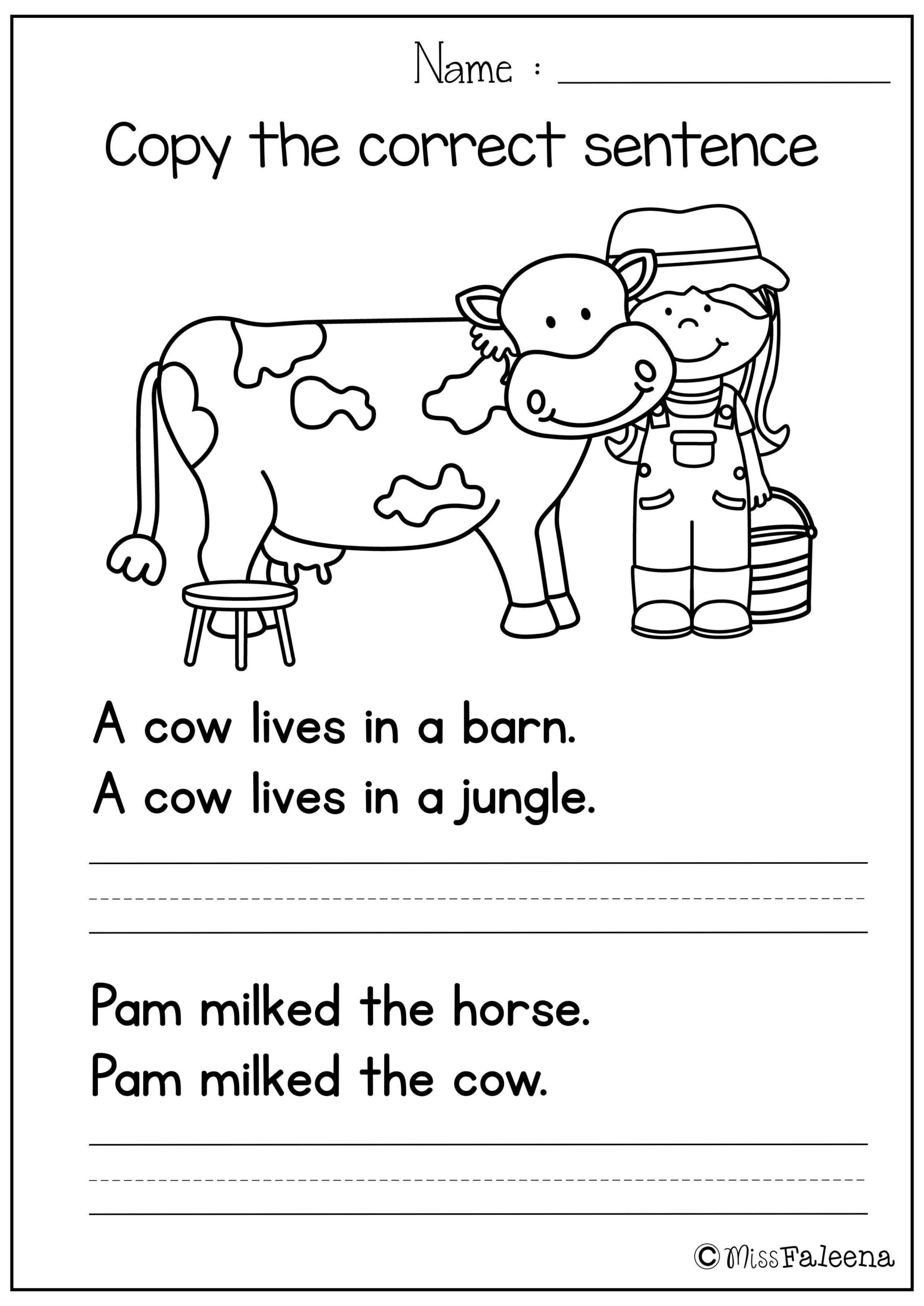 practice writing sentences worksheets free