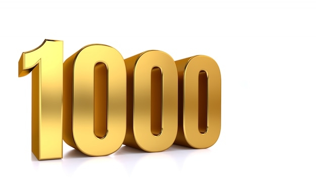 Premium Photo One Thousand 3d Illustration Golden Number 1 000 On