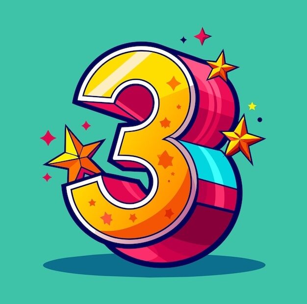 Premium Vector Three Number Or Number 3 3d