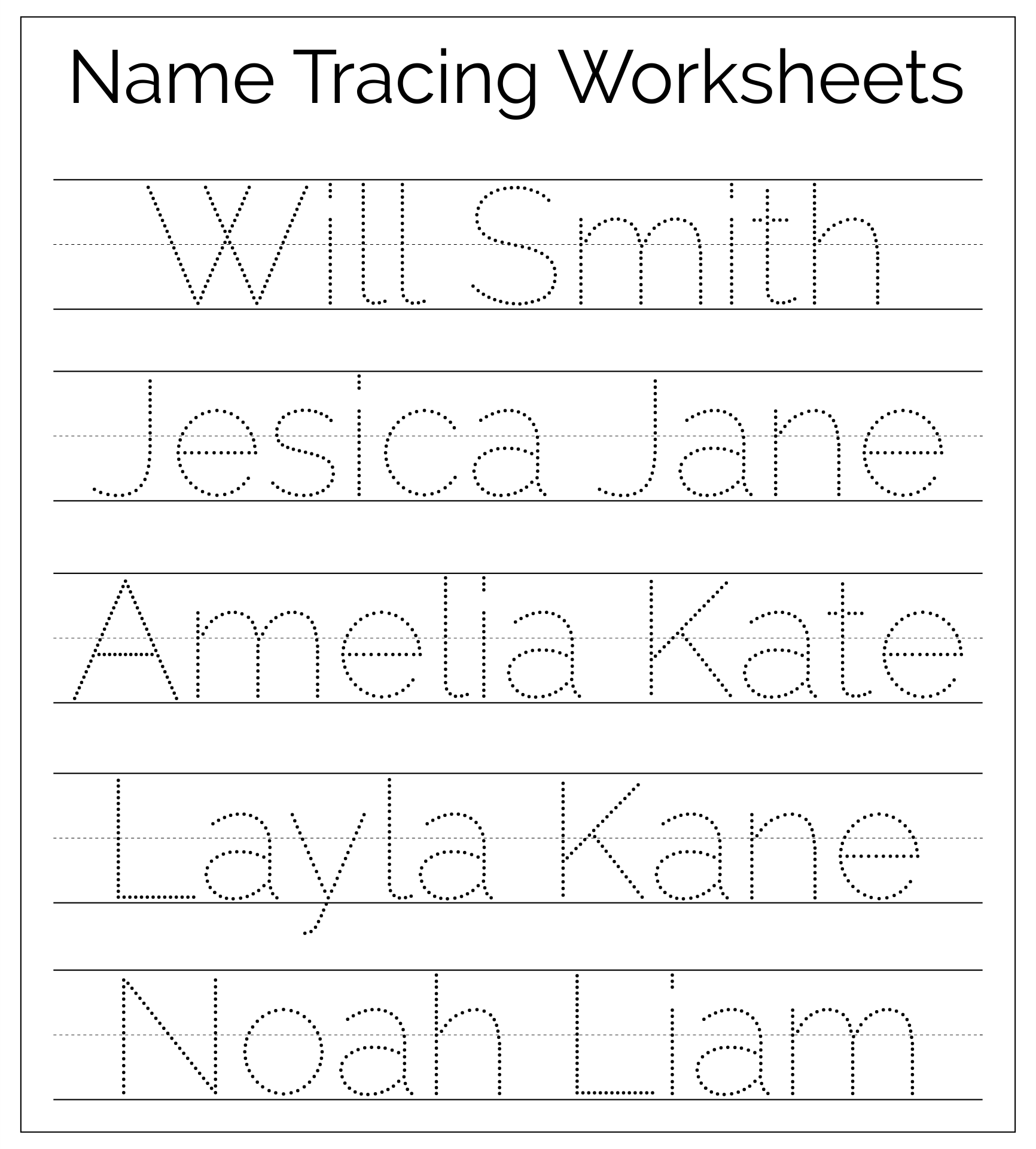 free name tracing worksheets