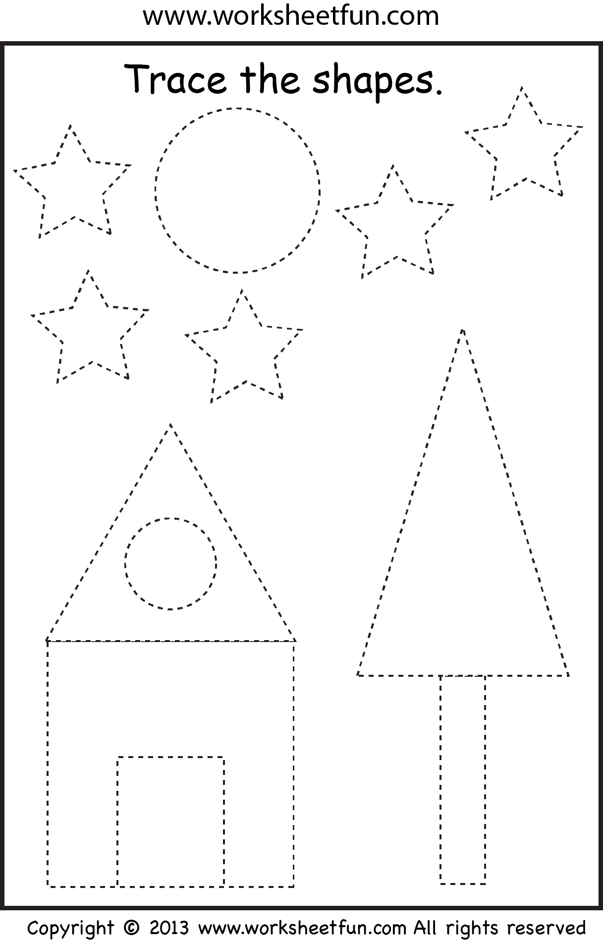 tracing shapes worksheets printable
