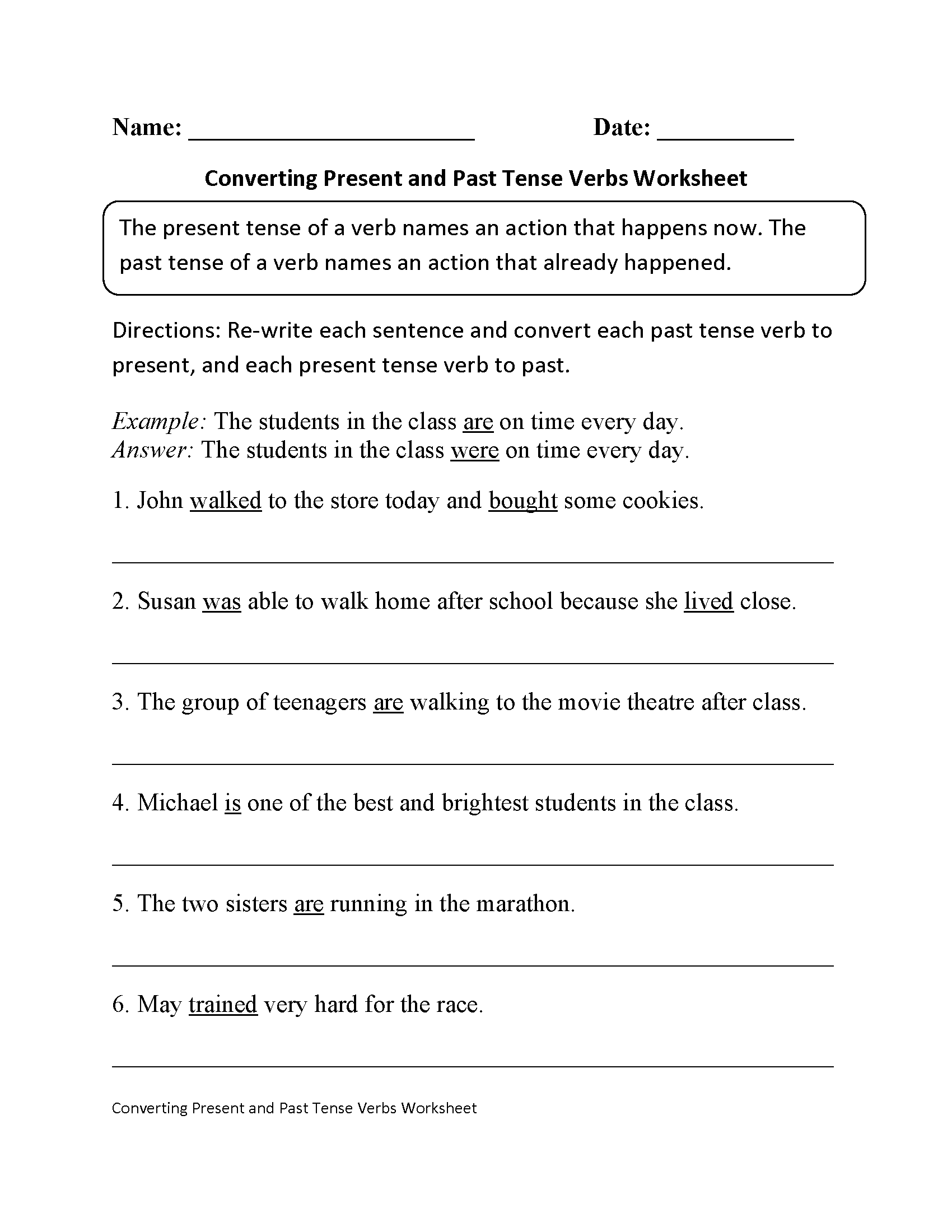 verbs present tense and past
