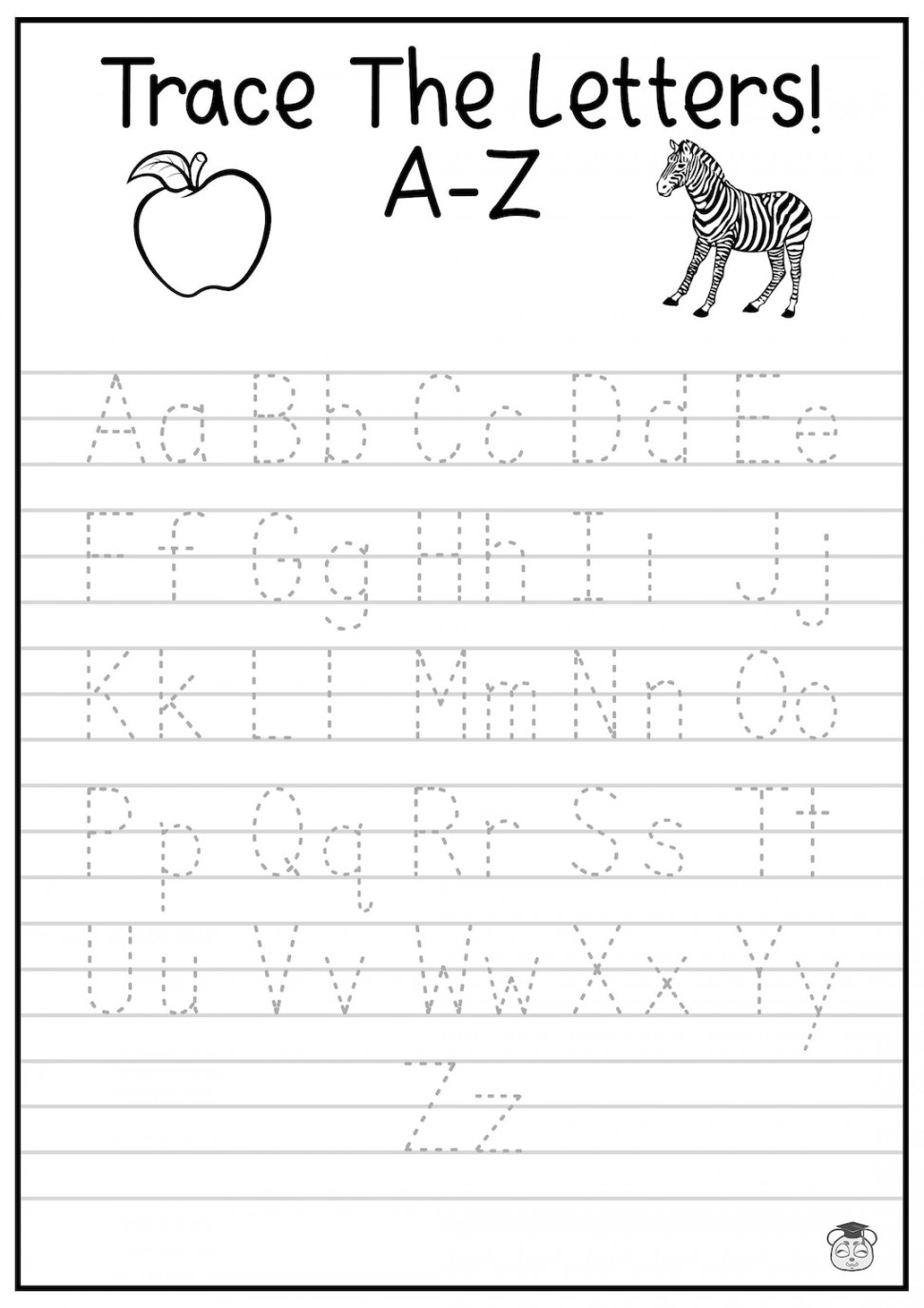 tracing letters a-z free printable