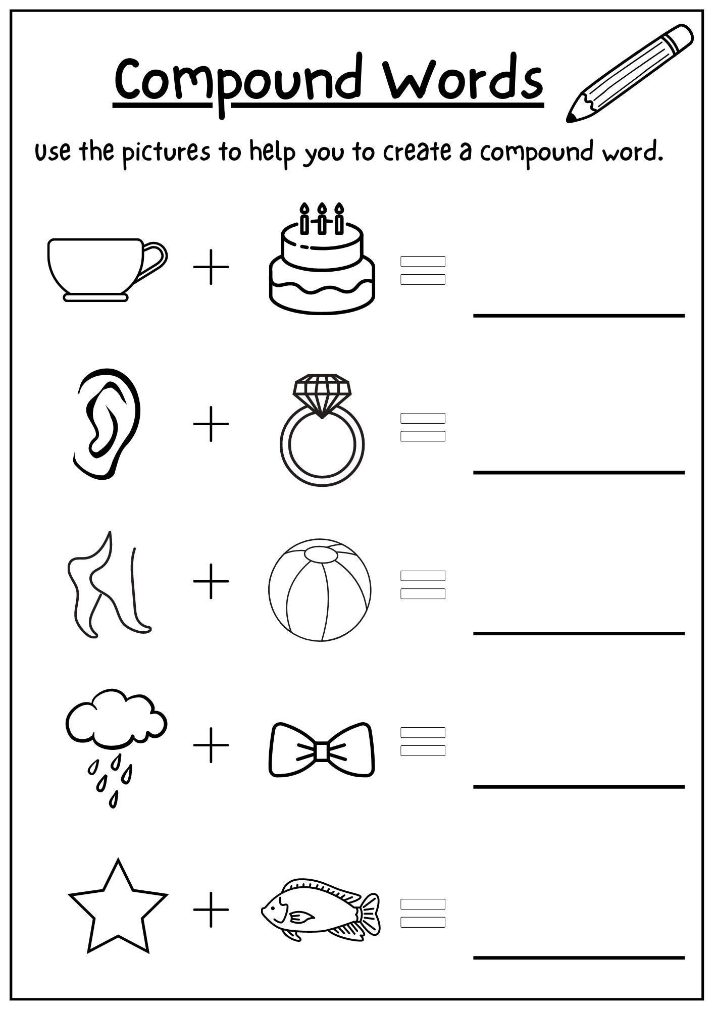 Printable Compound Word Worksheets Compound Words Worksheet Etsy