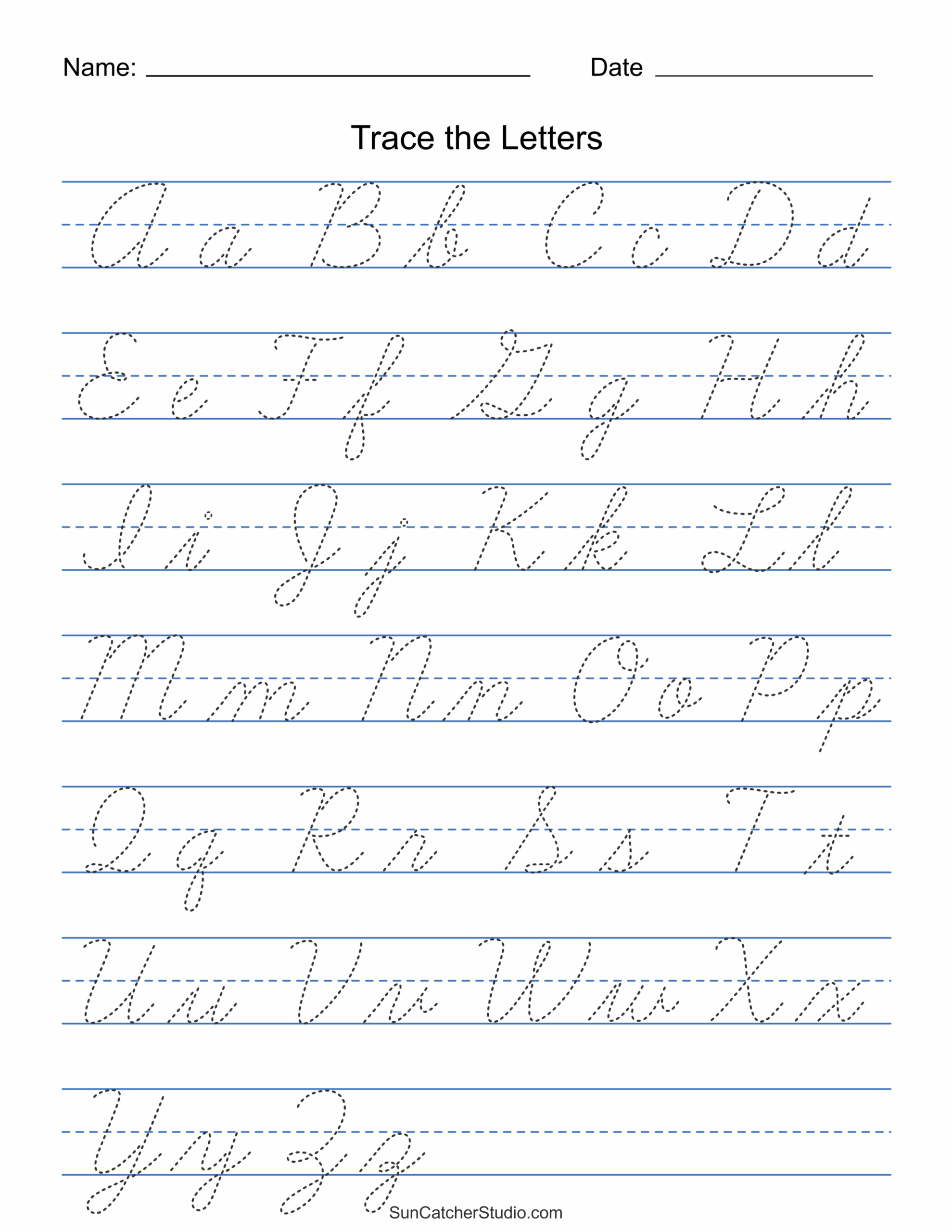 free printable cursive tracing worksheets
