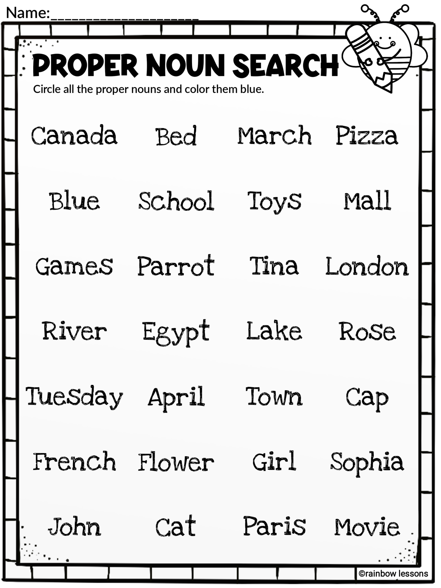 Printable Noun Worksheets Nouns Worksheet Common And Proper Nouns Images