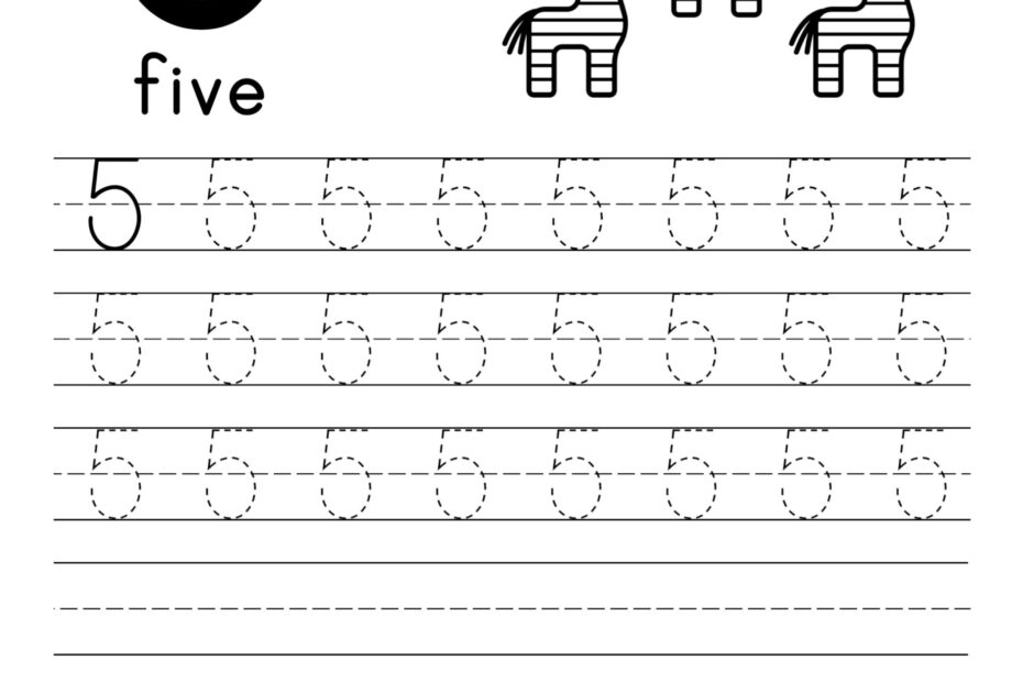 Printable Number 5 Tracing Worksheet