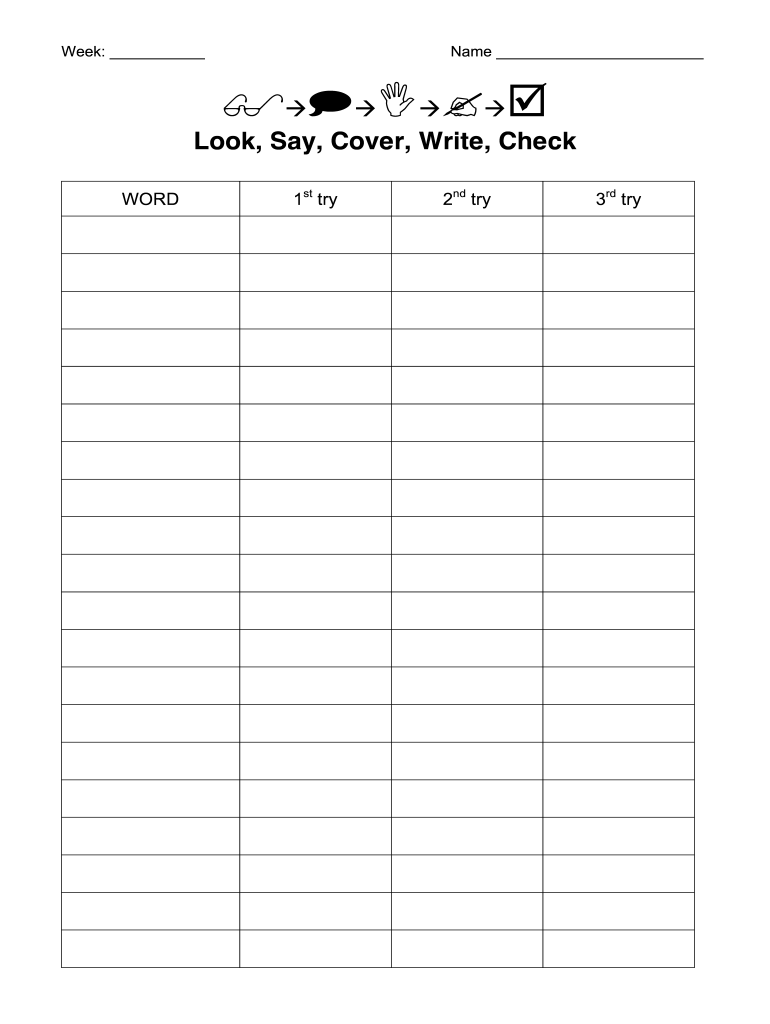 Printable Spelling Word Practice Sheets