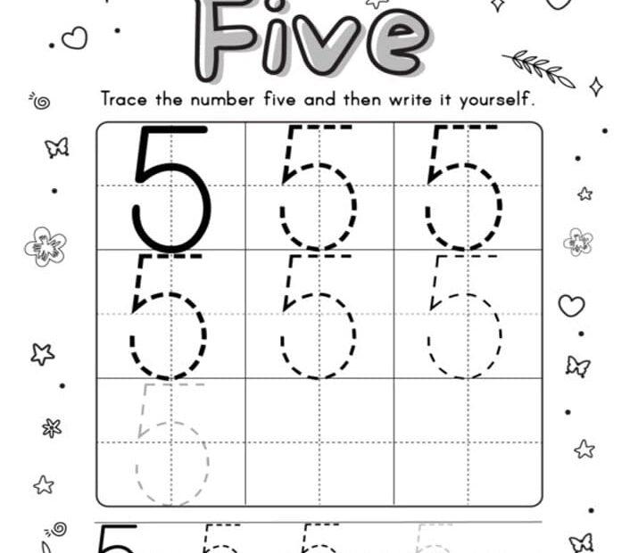 Printable Tracing Number 5 Worksheet Free Download And Print For You