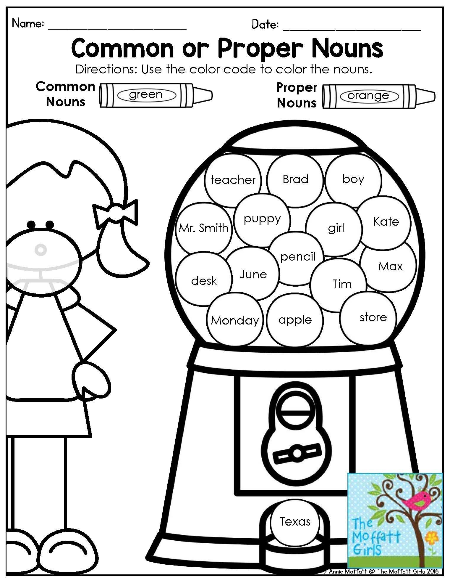 Proper And Common Nouns Worksheet Grade 1