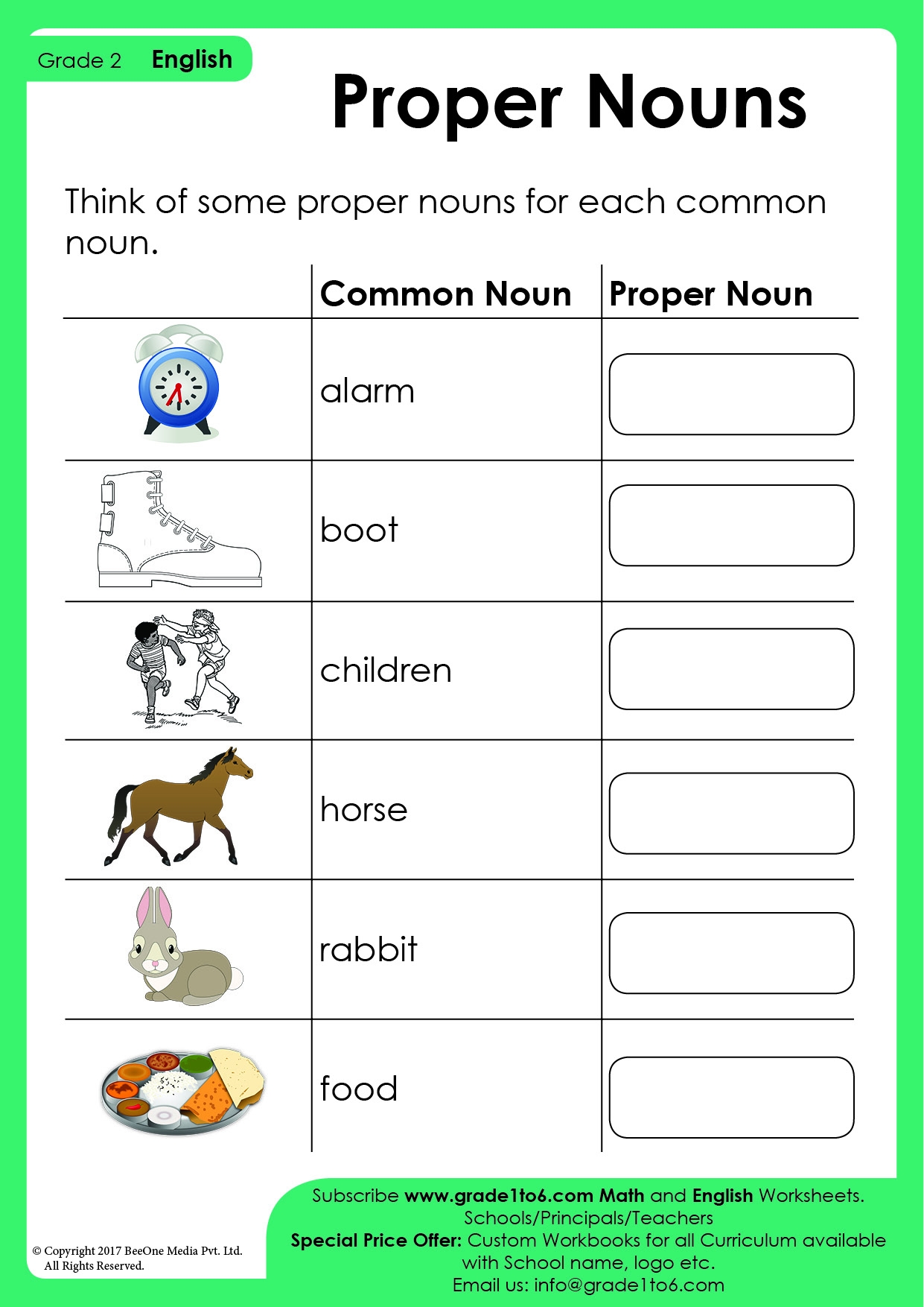 Proper Noun And Common Noun Worksheets For Grade 4 Printable Online