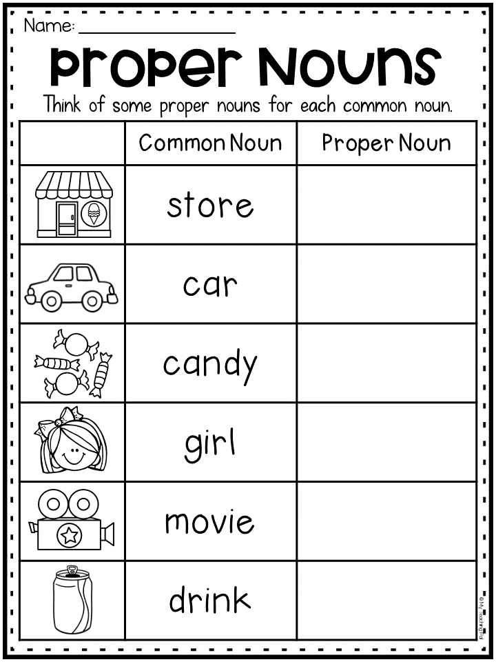 Proper Noun Worksheet 1st Grade