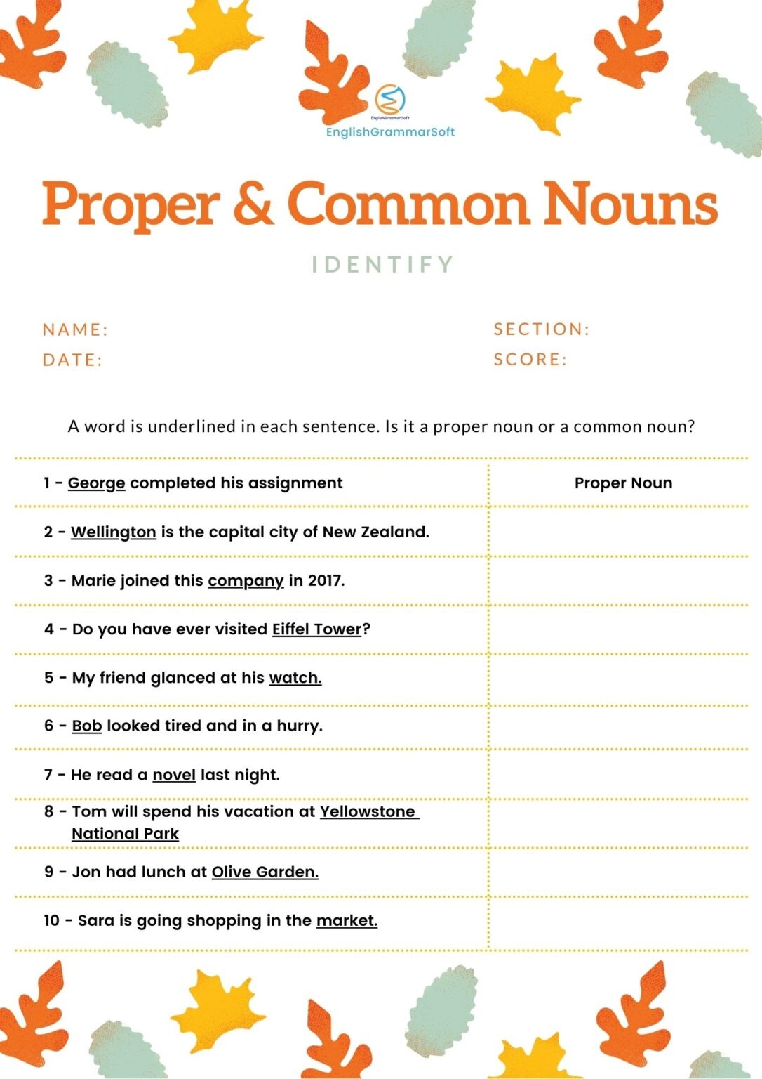 proper noun worksheet pdf