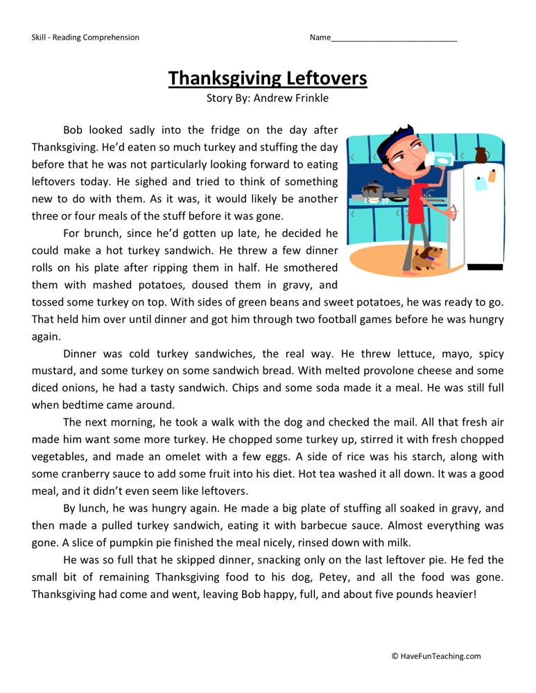 Reading Comprehension Activities 5th Grade