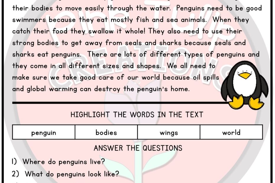 Reading Comprehension Exercise Open Ended Questions Colleen Whele 39 s
