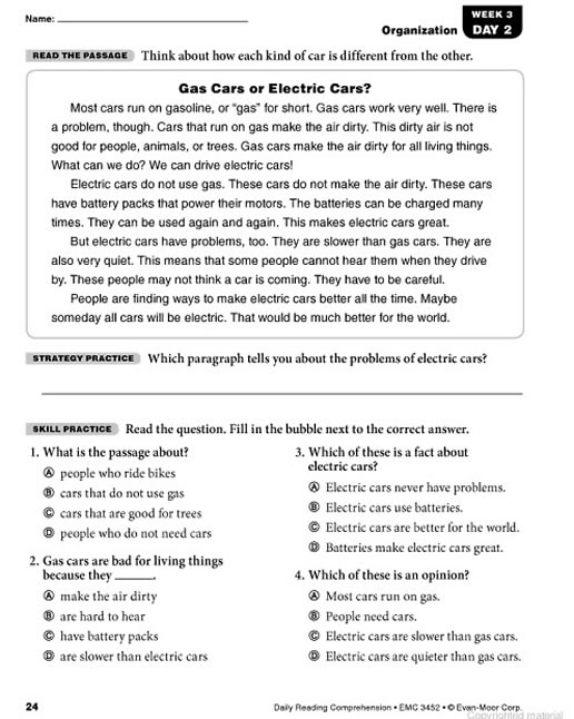 Reading Comprehension Multiple Choice Worksheets Pdf 1st Grade Free 
