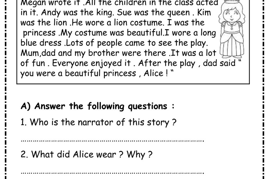 Reading Comprehension Passages For 3rd Grade Sheets