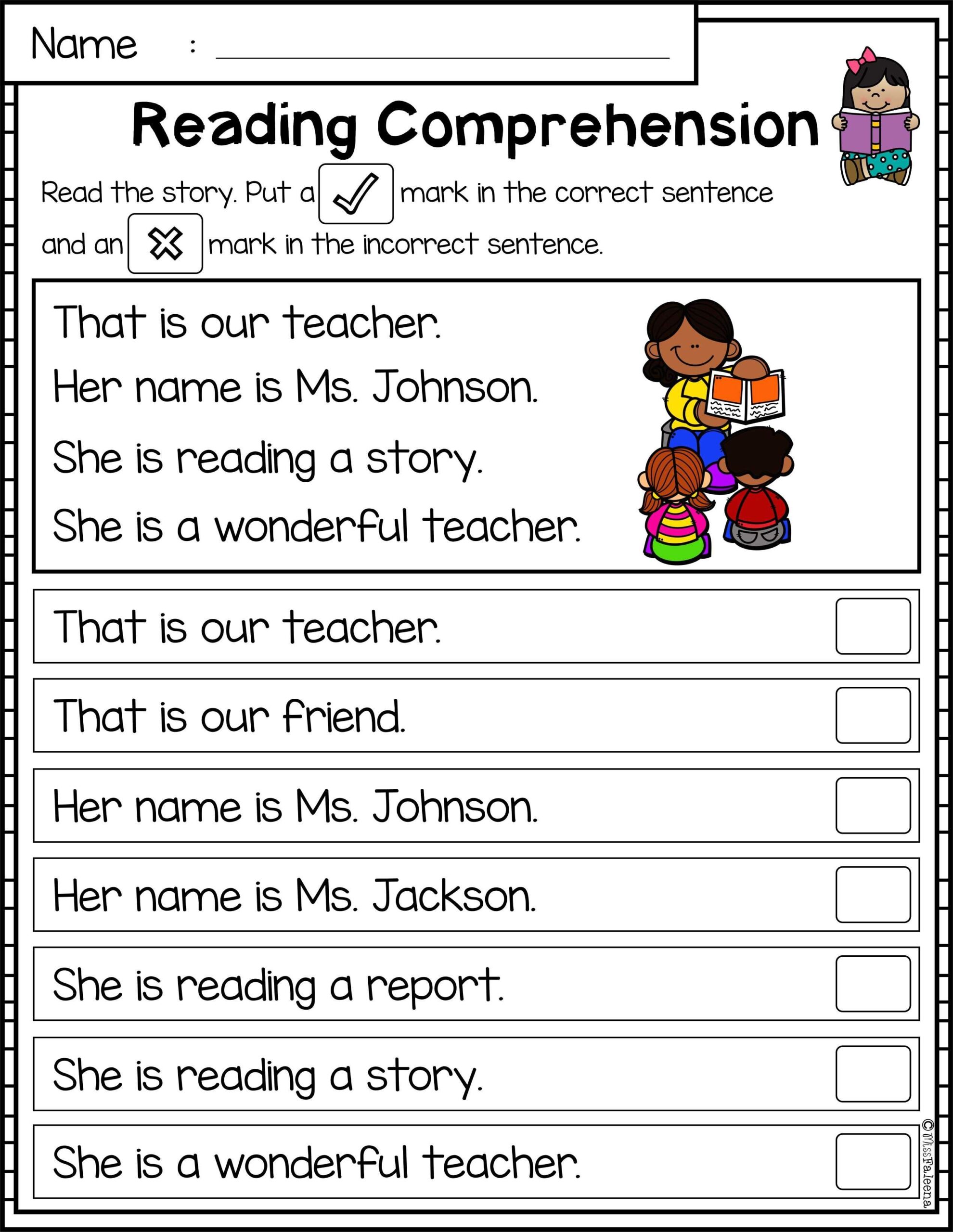 Reading Comprehension Passages set 1 Kindergarten Reading 