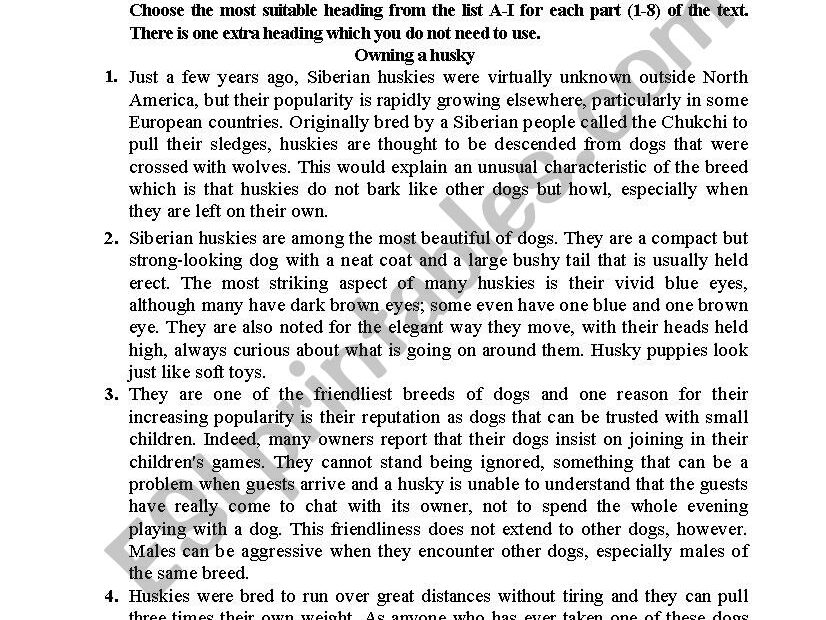 Reading Comprehension Tests ESL Worksheet By Natalia1250