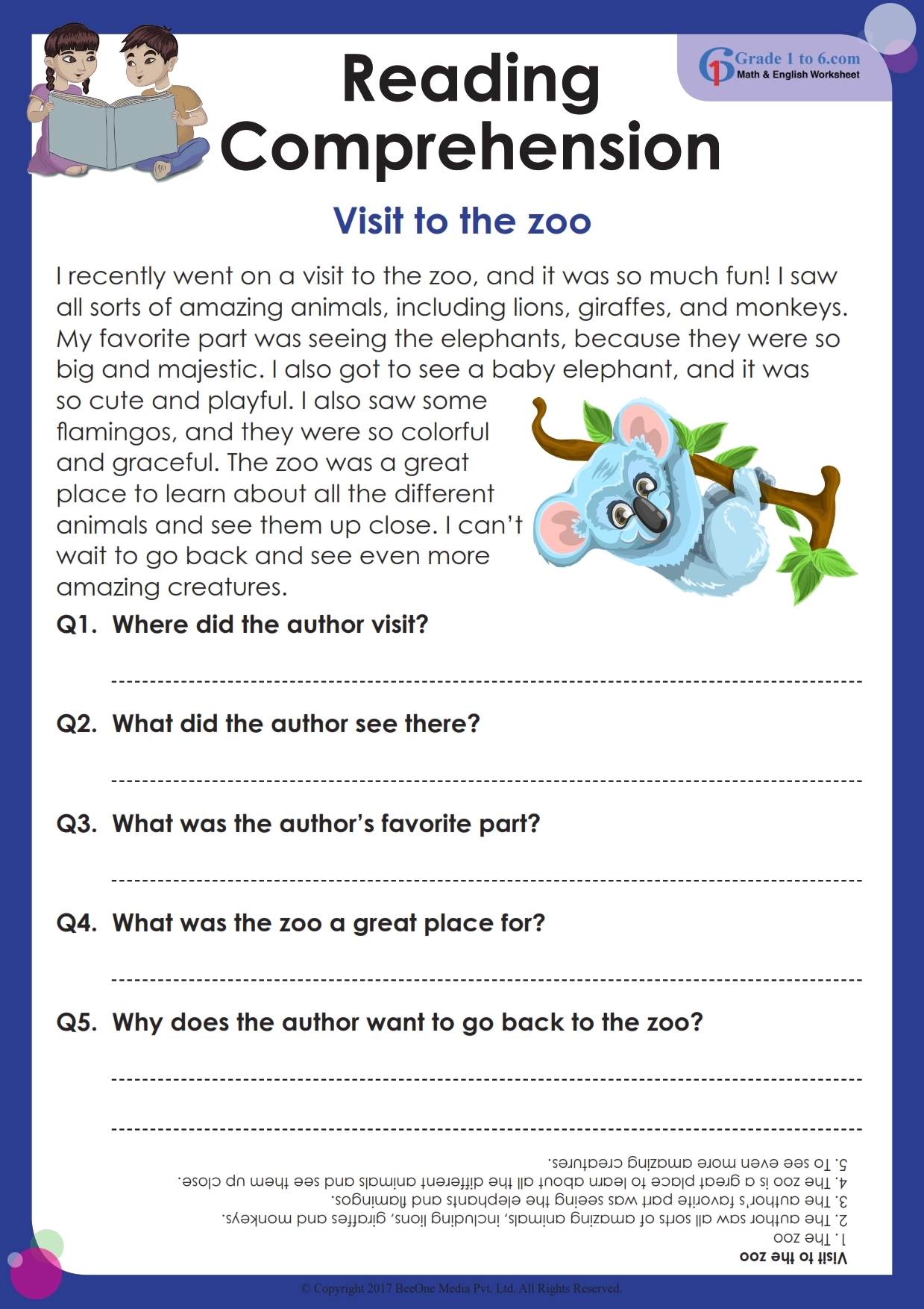 3rd grade reading comprehension worksheet pdf
