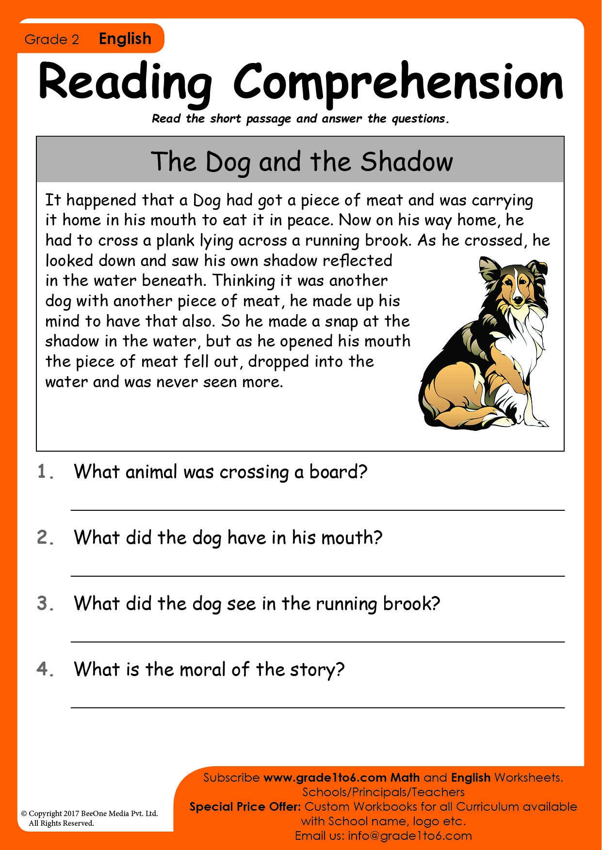 Reading Comprehension Worksheets Grade 1