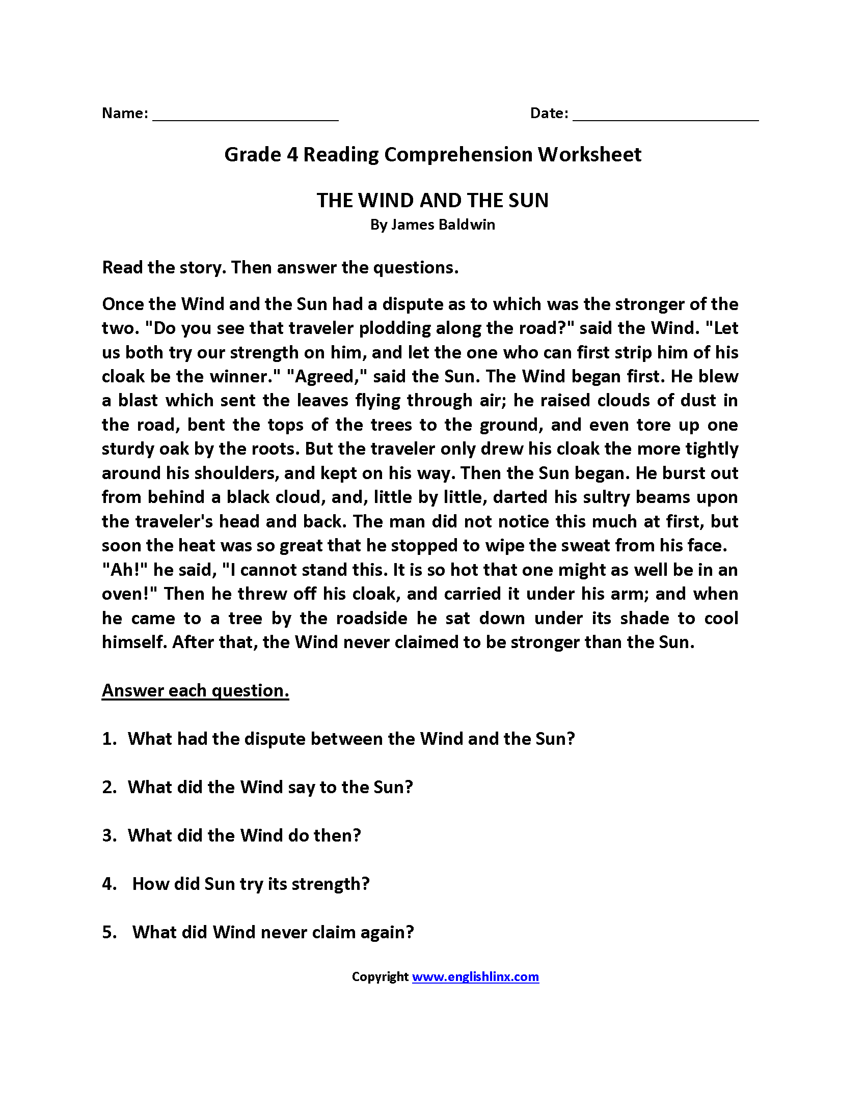 reading comprehension worksheets grade 3