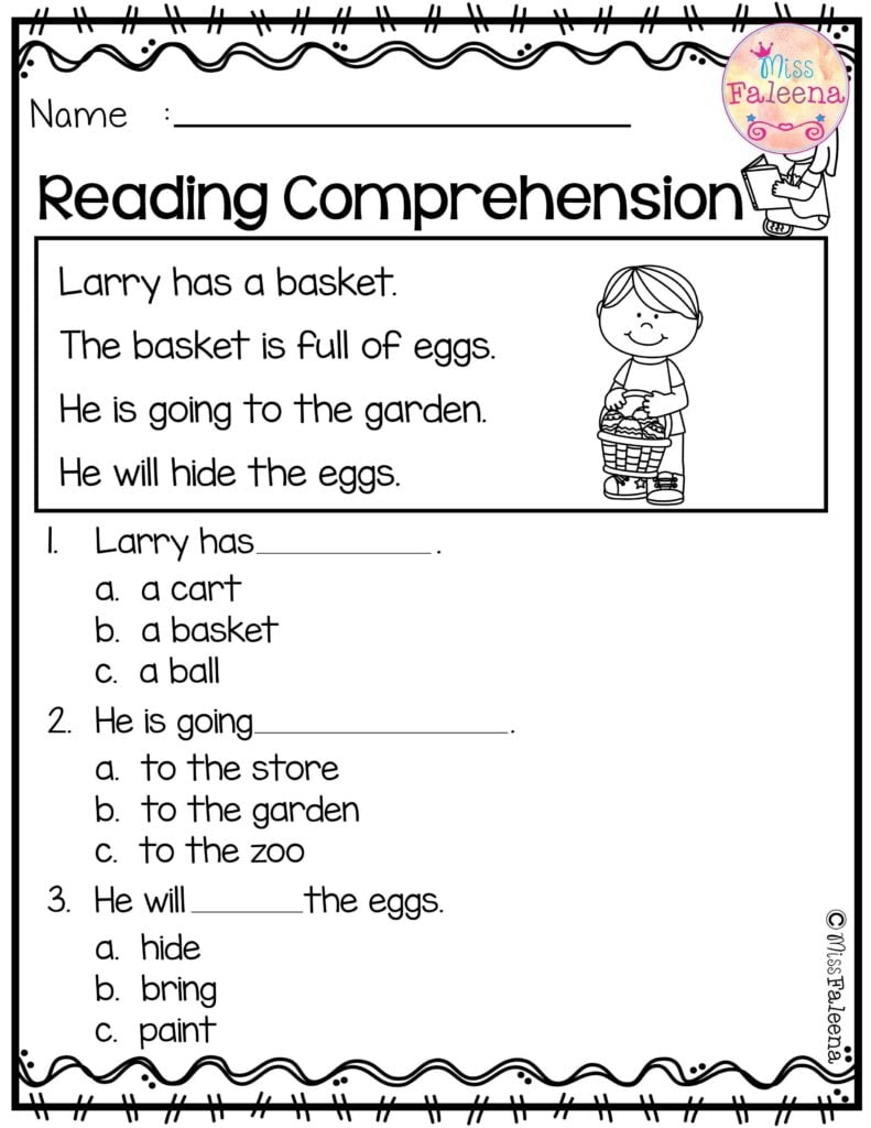 Reading Comprehension Worksheets Kindergarten Free Printable Reading 