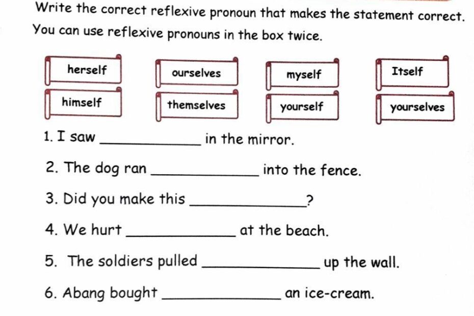 Reflexive Pronouns Worksheet Worksheets Library