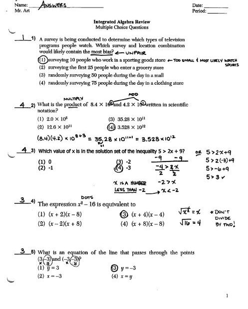 Regents Review Multiple Choice Questions Answers pdf