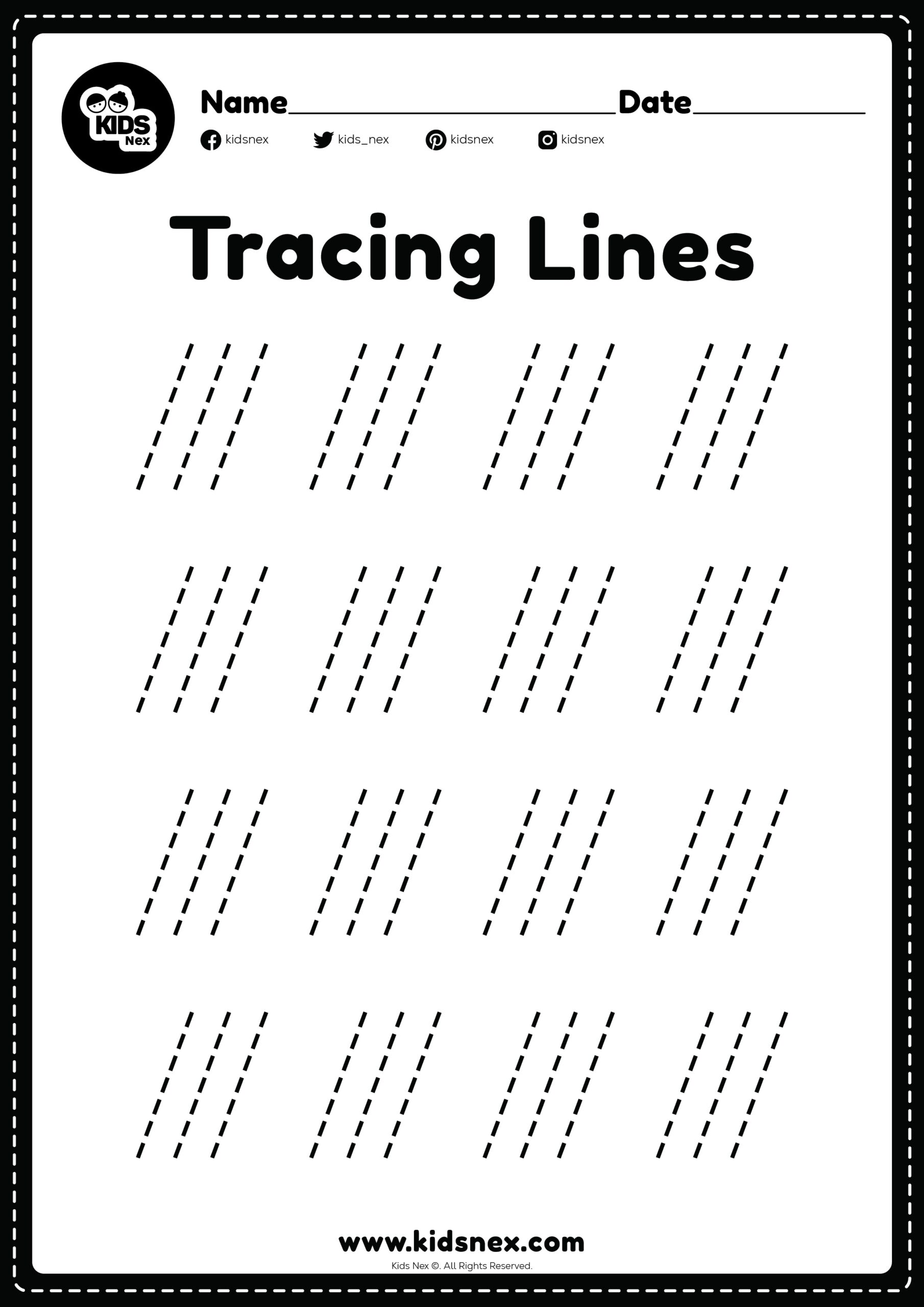 tracing line worksheet for nursery
