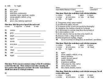 Sadlier Vocabulary Workshop Unit 4 11 20 Level A By Christina Crocitto