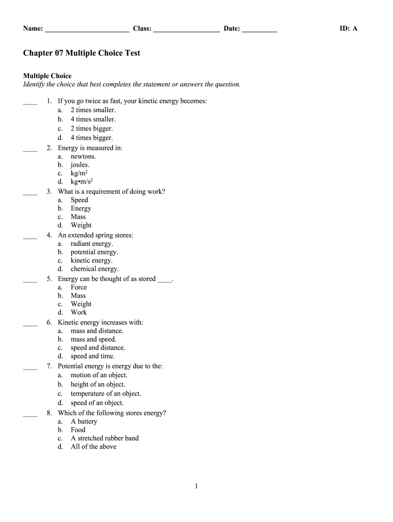 multiple choice exam sample