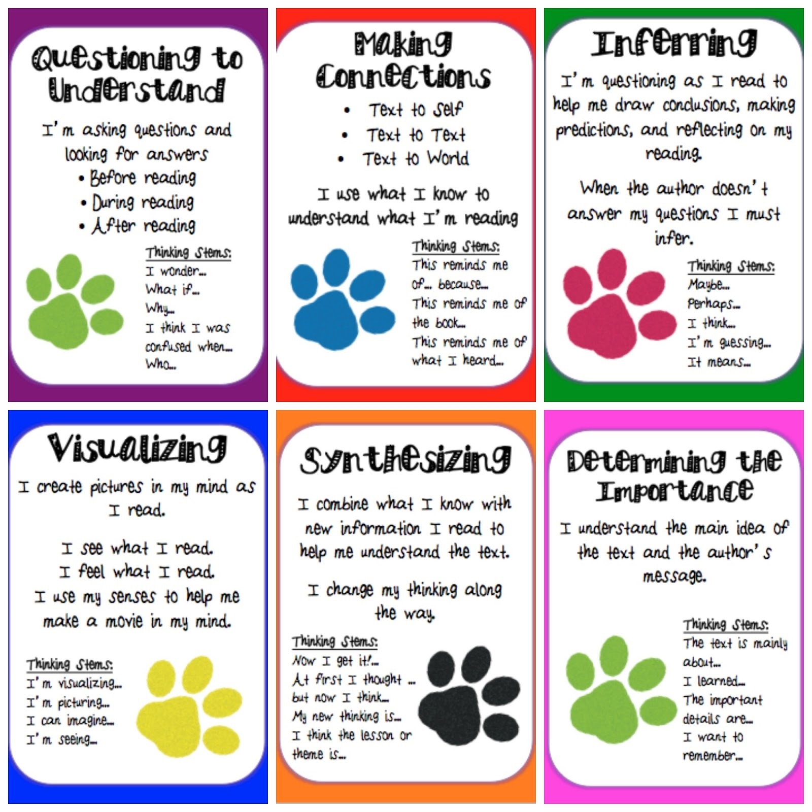 examples of reading comprehension strategies