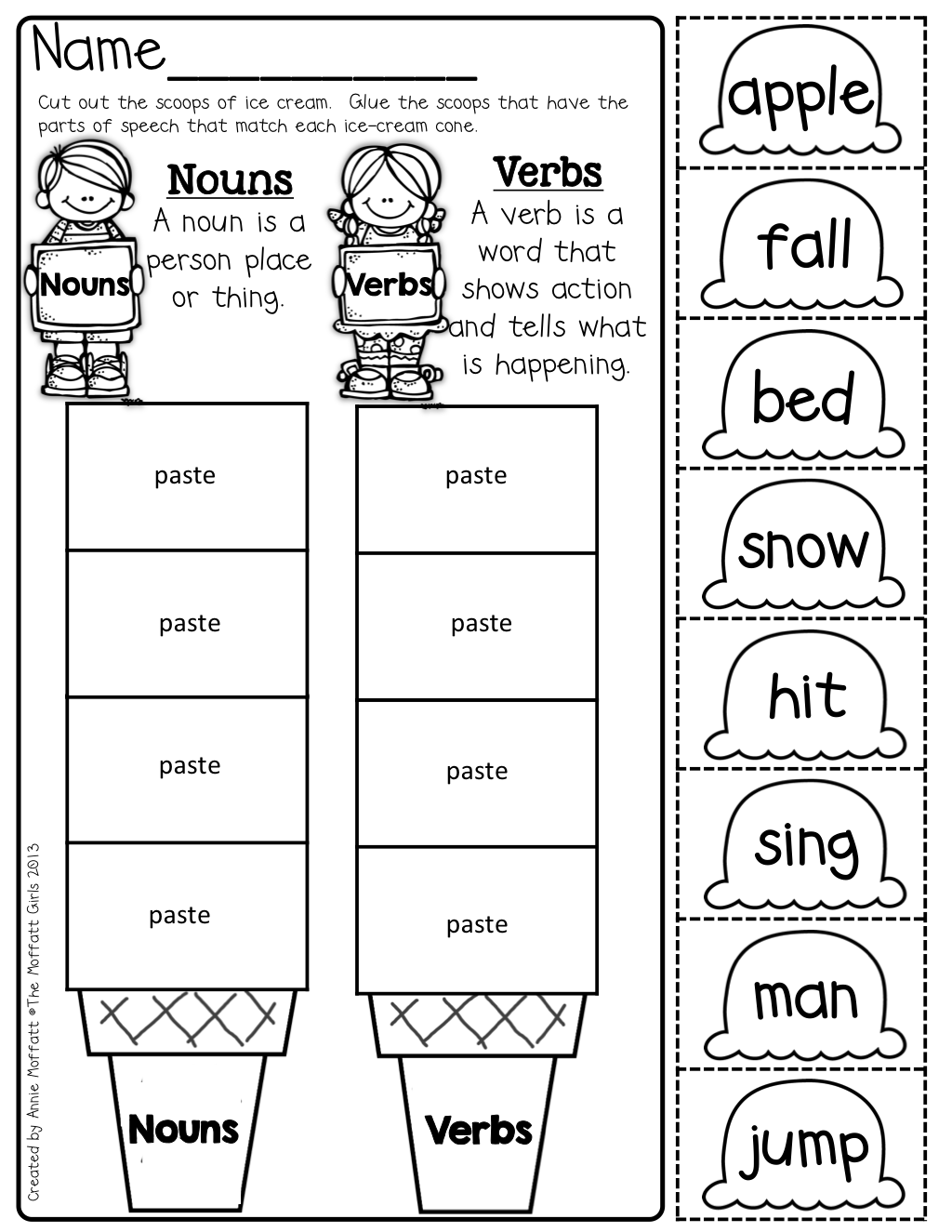 Second Grade Noun And Verb Worksheets