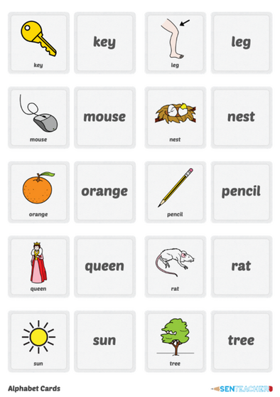 SEN Teacher Word Picture Cards Printable Cards