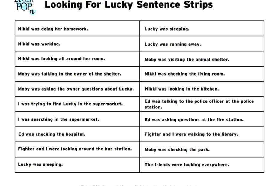 Sentence Strips Printable Free Printable Word Searches