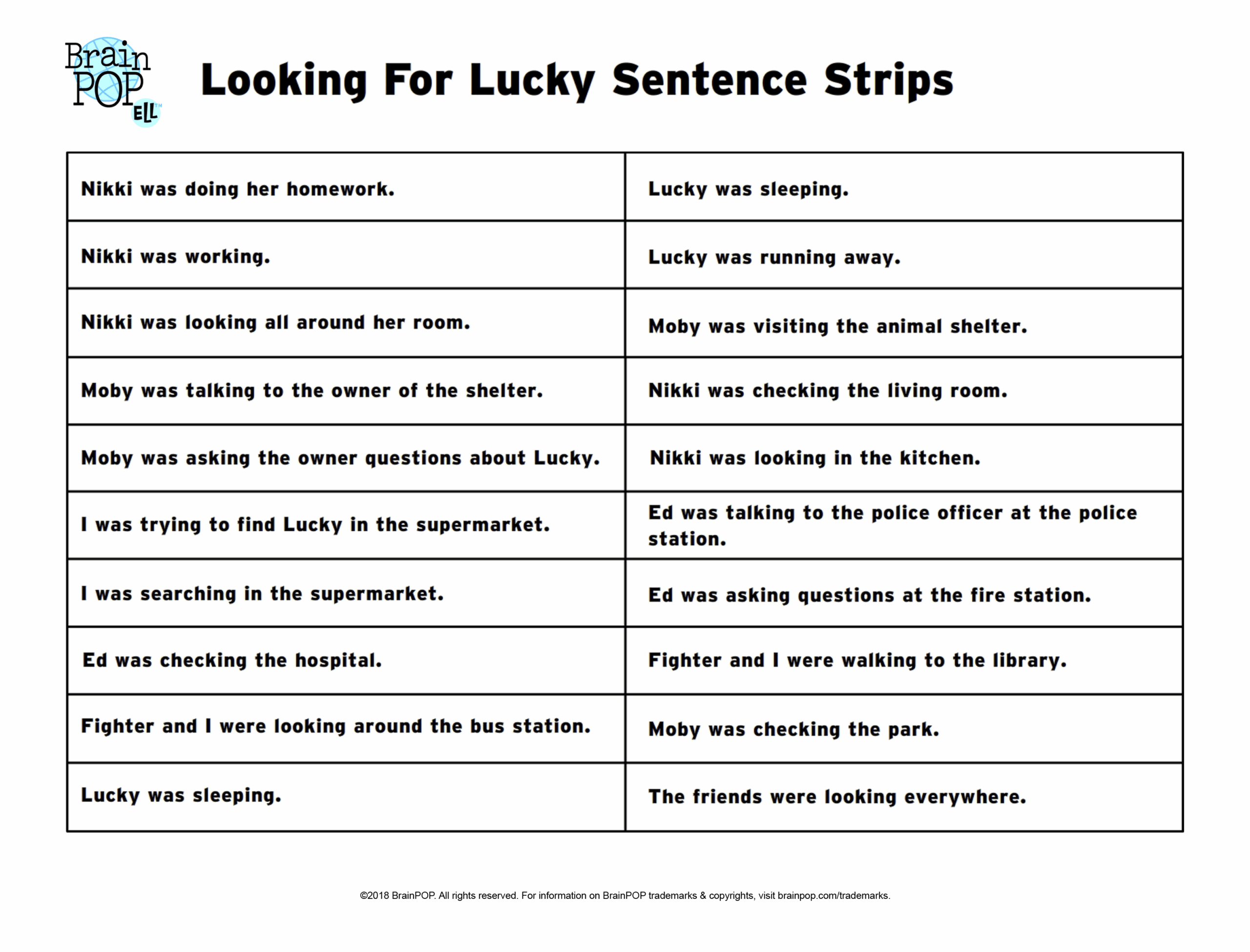 Sentence Strips Printable Free Printable Word Searches