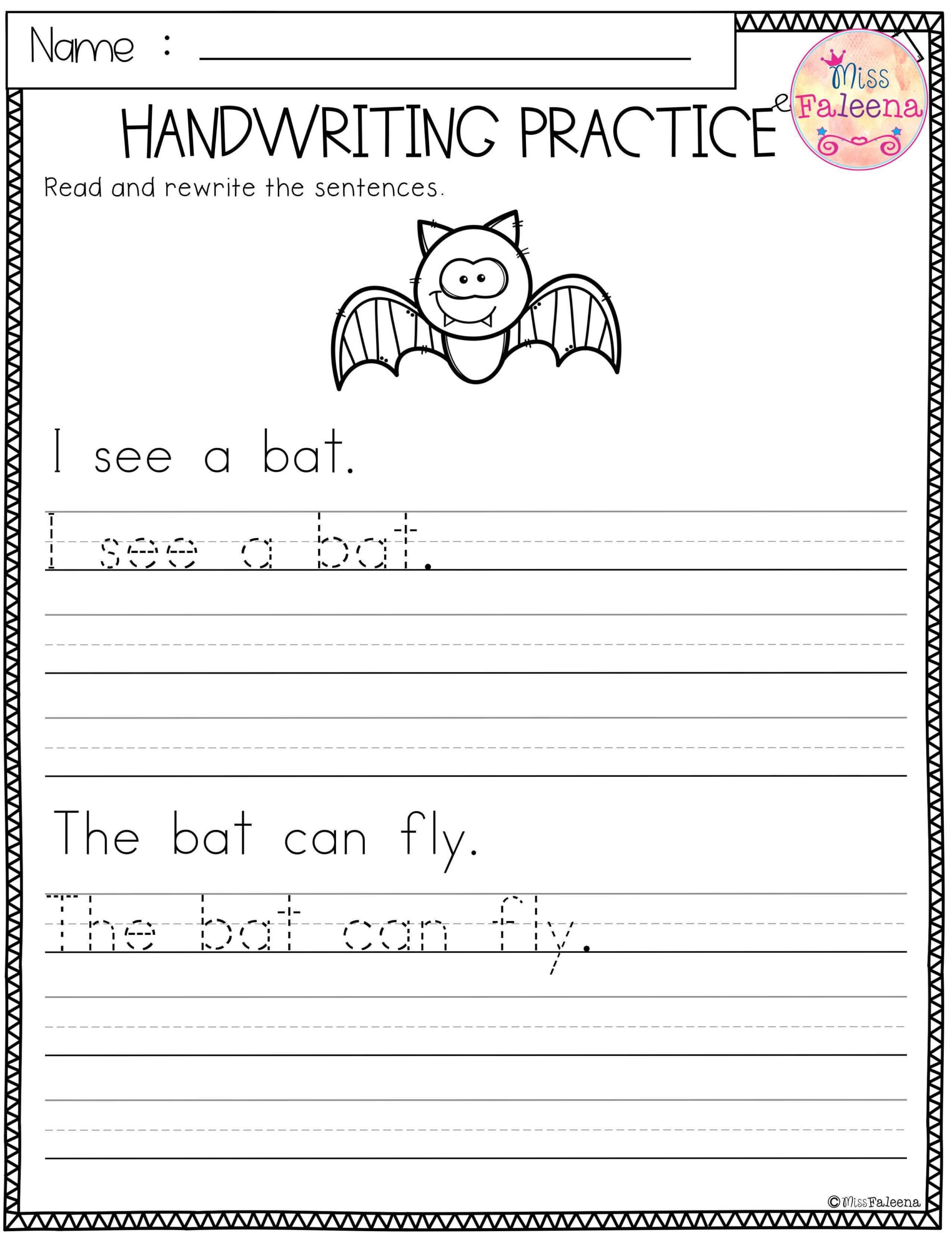 Sentence Tracing Worksheet