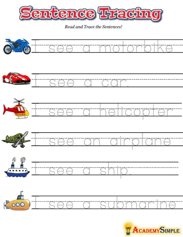 Sentence Tracing Worksheets Studies With Fun