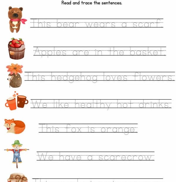 Sentence Tracing Worksheets Studies With Fun